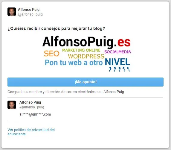 Cómo ganar suscriptores con Twitter Cards y MailChimp