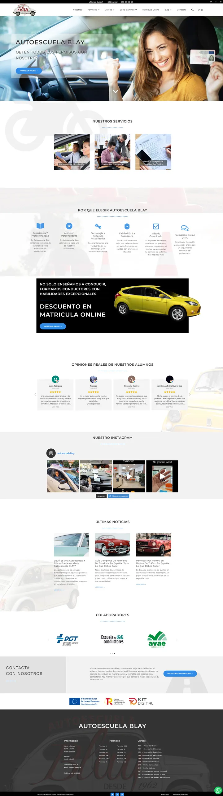 Servicios de formación vial de Autoescuela Blay