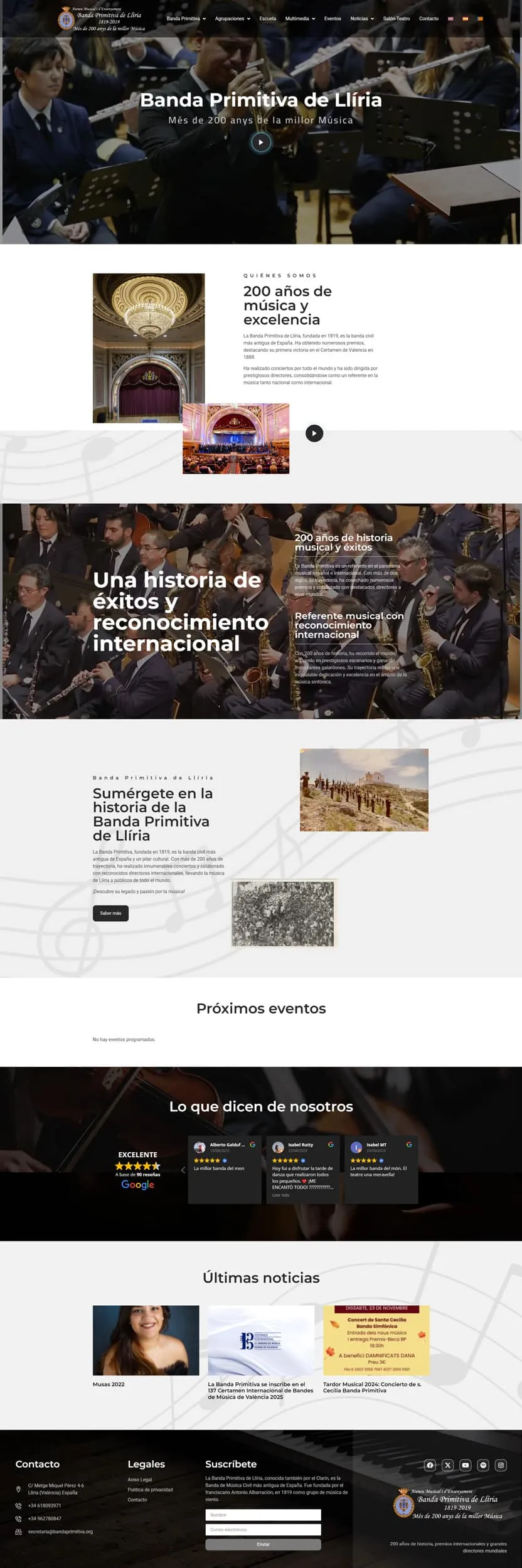 Banda Primitiva de Llíria — web corporativa WordPress