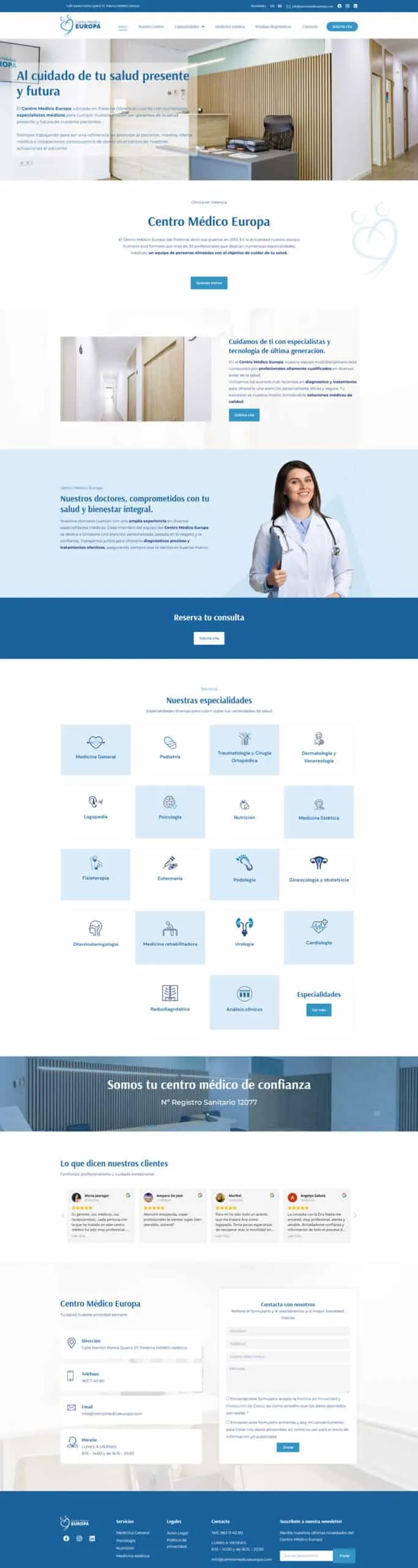Centro Médico Europa — web corporativa WordPress para clínica médica