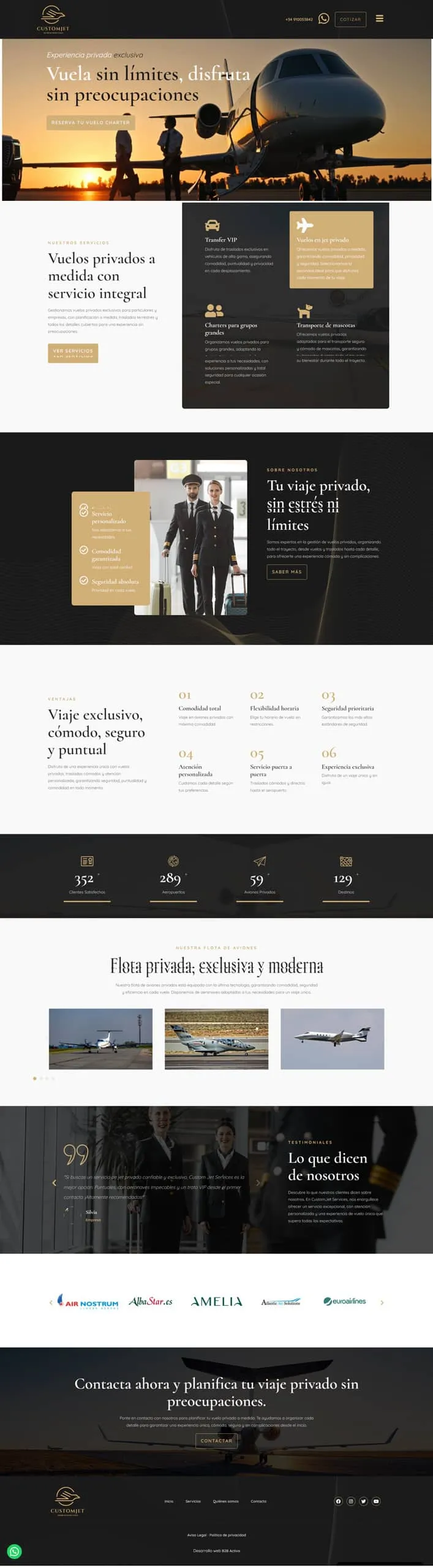Custom Jet Services — web corporativa WordPress con Elementor