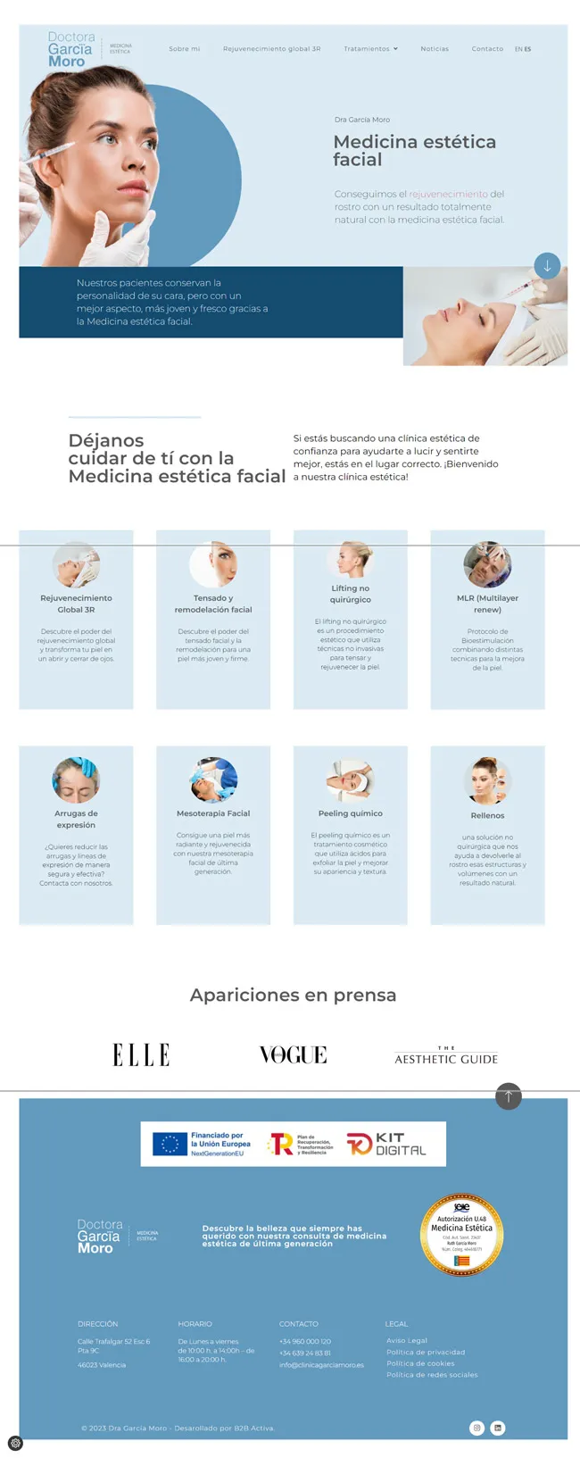Web de la Dra. García Moro, especialista en medicina estética facial