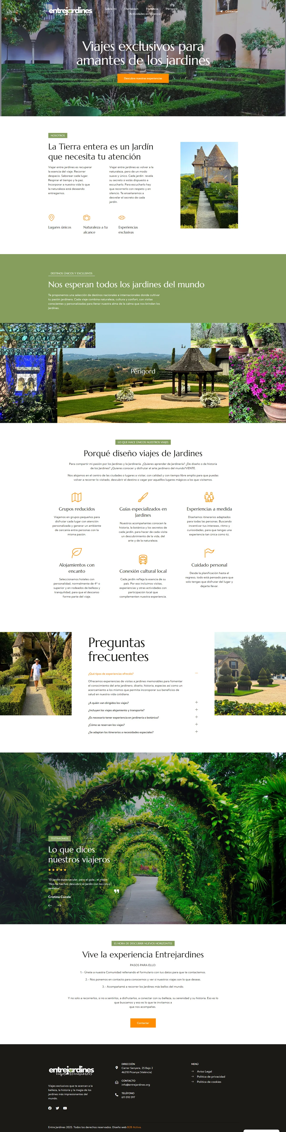 Jardín extraordinario de los viajes exclusivos de Entre Jardines
