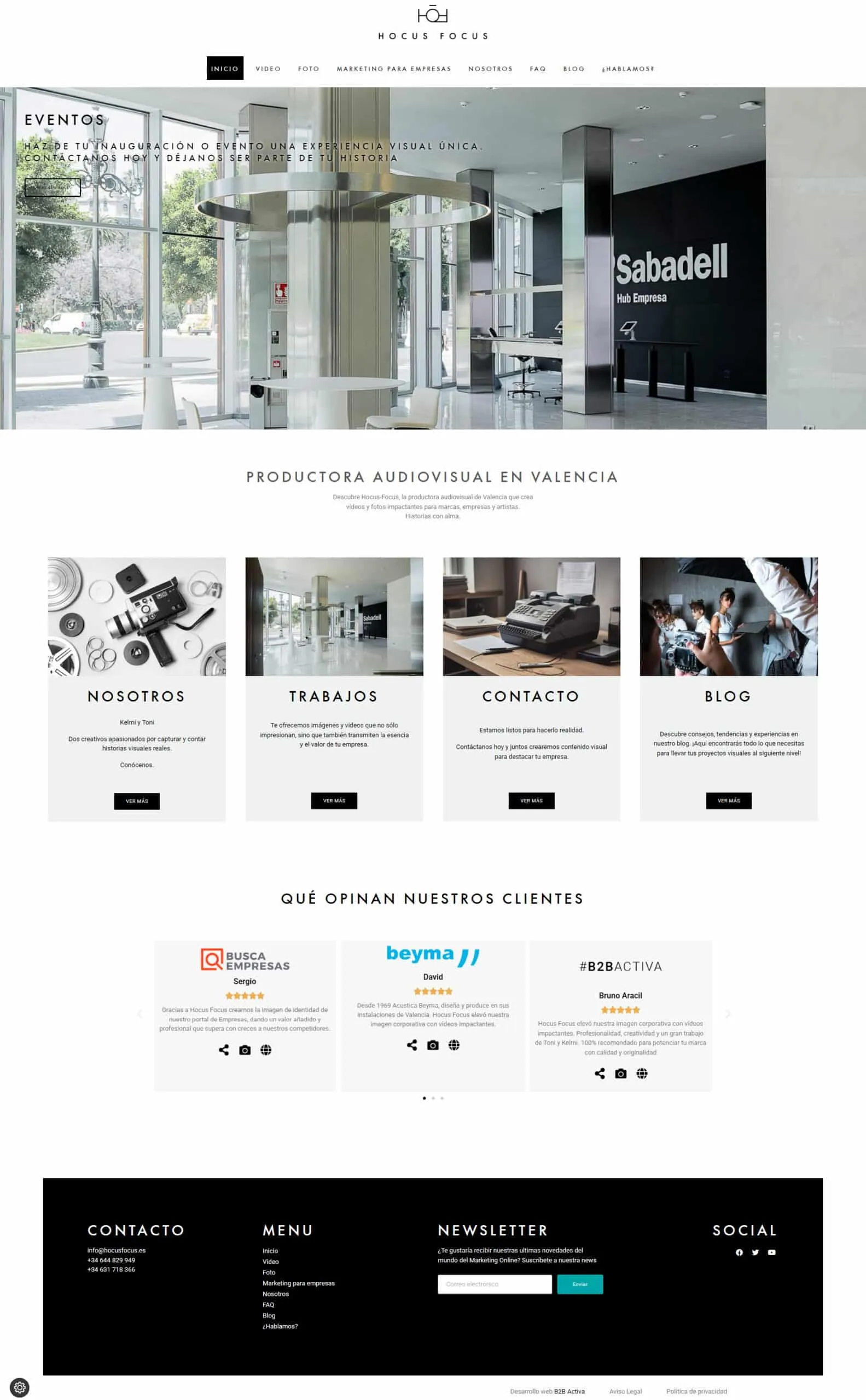 Hocus Focus — web corporativa WordPress para productora audiovisual