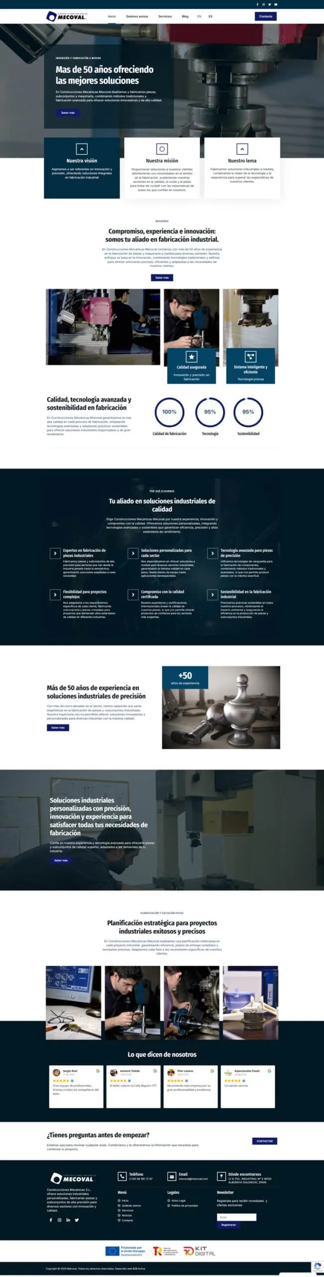 Mecoval — web corporativa WordPress para empresa industrial