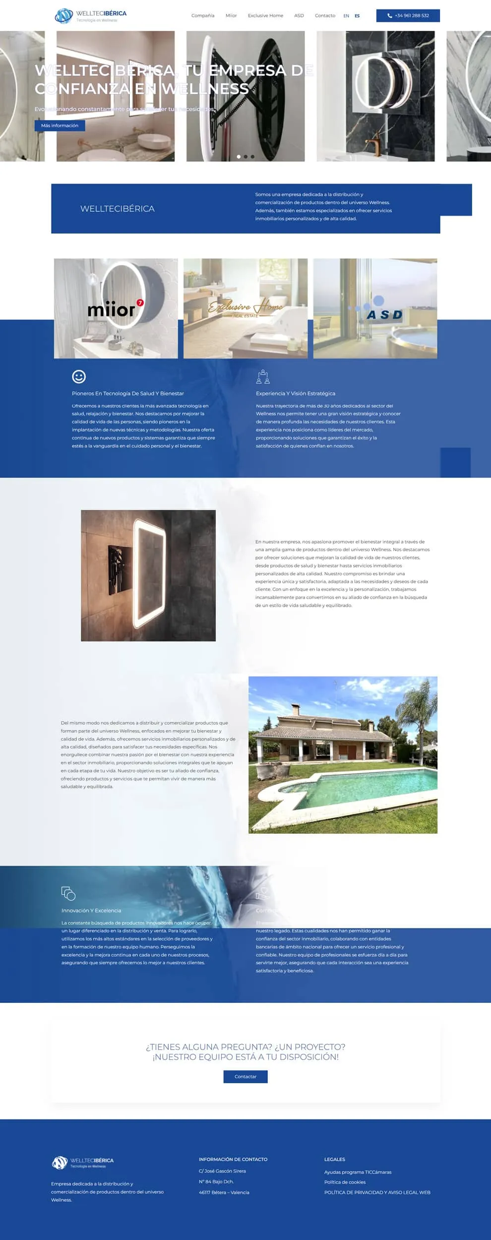 Welltec Ibérica — web corporativa WordPress para wellness e inmobiliaria
